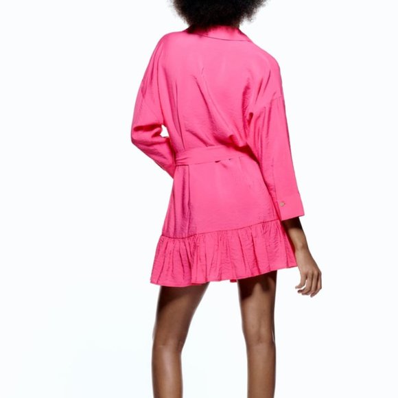 ZARA | Ruffled Satin Effect Dress - NWT - Picture 4 of 7